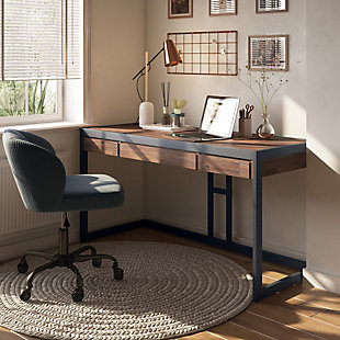 Simpli Home Erina Solid Acacia Wood Modern Industrial 60" Writing Desk, , rollover