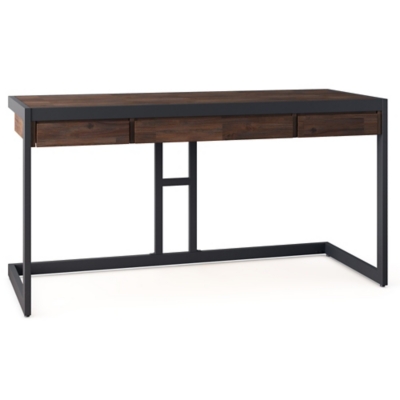 Simpli Home Erina Solid Acacia Wood Modern Industrial 60" Writing Desk, Brown, large