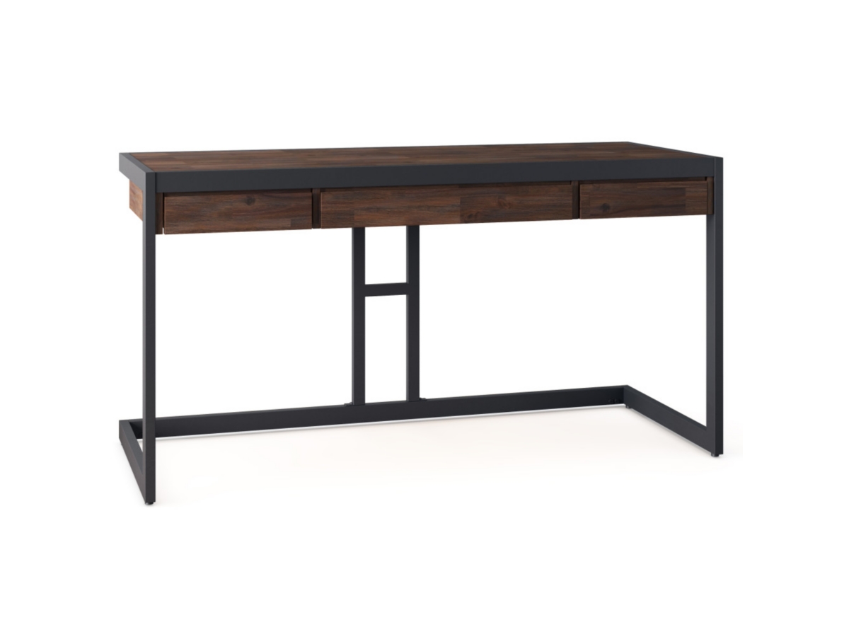 Simpli Home Erina Solid Acacia Wood Modern Industrial 60" Writing Desk, Brown, large