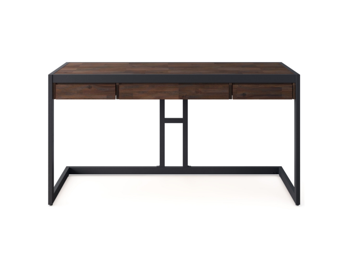 Simpli Home Erina Solid Acacia Wood Modern Industrial 60" Writing Desk, Brown, large