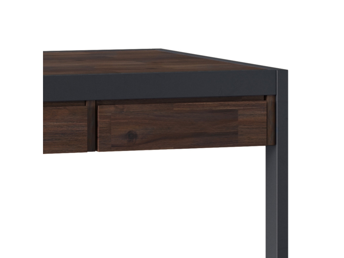 Simpli Home Erina Solid Acacia Wood Modern Industrial 60" Writing Desk, Brown, large
