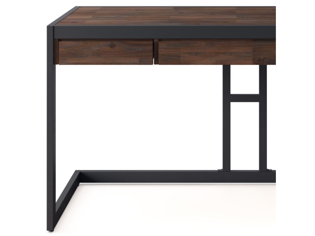 Simpli Home Erina Solid Acacia Wood Modern Industrial 60" Writing Desk, Brown, large