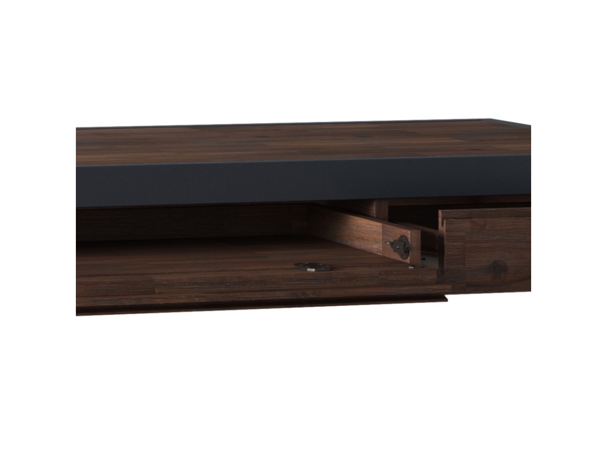 Simpli Home Erina Solid Acacia Wood Modern Industrial 60" Writing Desk, Brown, large