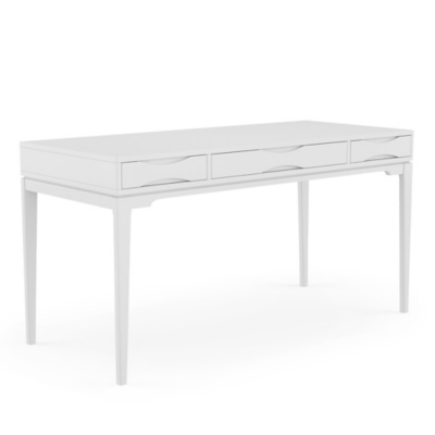Simpli Home Harper Solid Hardwood Mid Century Modern 60" Desk, White, large