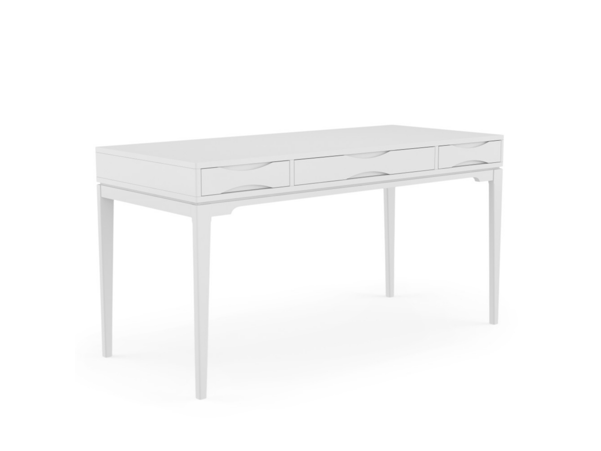 Simpli Home Harper Solid Hardwood Mid Century Modern 60" Desk, White, large