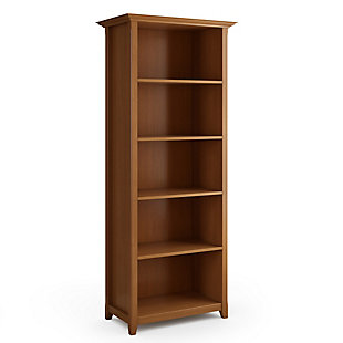 Simpli Home Amherst Transitional 5 Shelf Bookcase, Brown, large