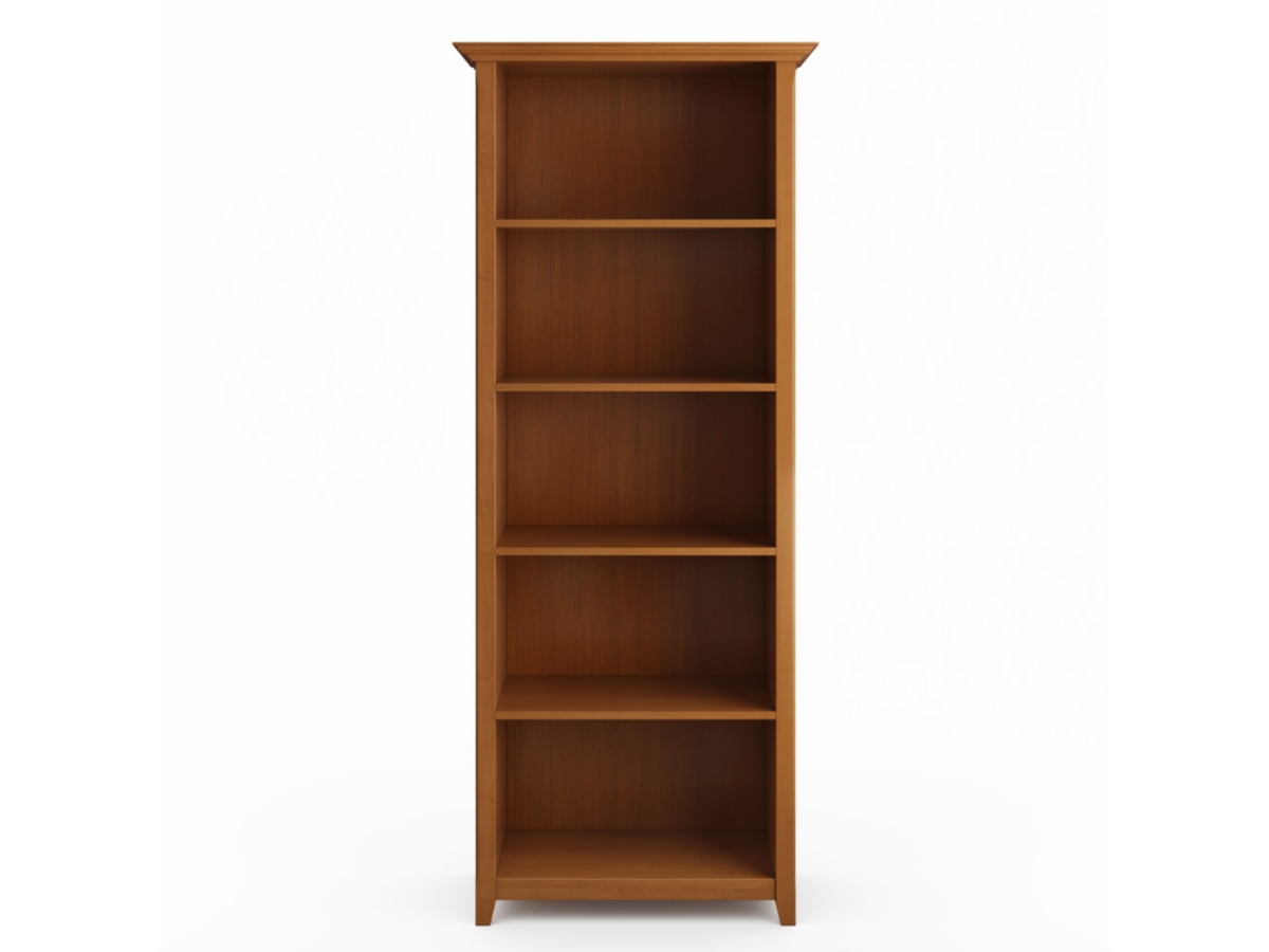 Simpli Home Amherst 5 Shelf Bookcase, Brown, large