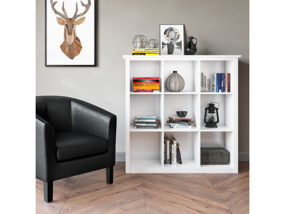 Simpli Home Artisan Contemporary 9 Cube Bookcase and Storage Unit, White, large