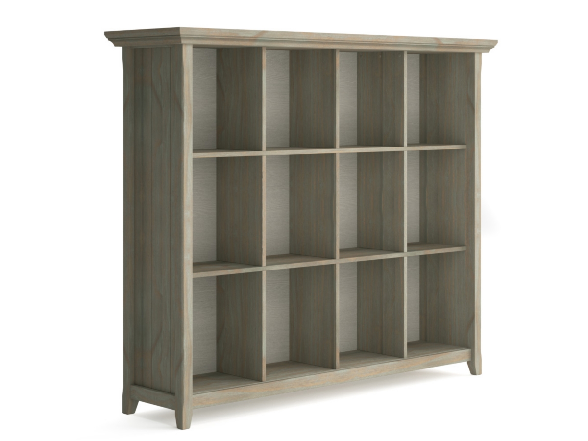 Simpli Home Acadian Rustic 12 Cube Storage, Gray, large