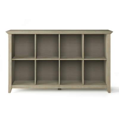 Simpli Home Acadian Rustic 8 Cube Storage Sofa Table, Gray, large