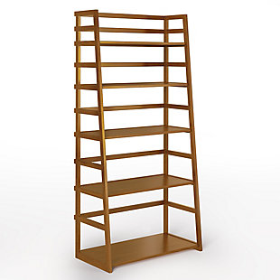 Simpli Home Acadian Ladder Shelf Bookcase, Light Golden Brown, large