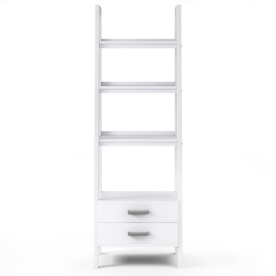 Simpli Home Sawhorse Modern Industrial Ladder Shelf with Storage, White, large