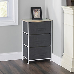 HDS Trading 3 Drawer Fabric Dresser Rolling Storage Cart, , rollover