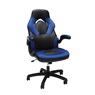 OFM Essentials Collection Racing Style Bonded Leather Gaming Chair, Blue, large