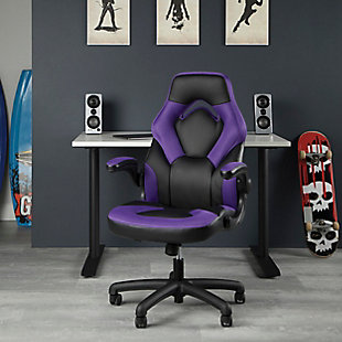 OFM Essentials Collection Racing Style Bonded Leather Gaming Chair, Purple, rollover