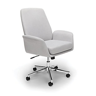 A great office chair needs to be supportive, stylish and comfortable, which is where the OFM Modern Fabric Upholstered Office Chair excels. The same comfort you expect from a lounge chair pads this chair, in a modern gray to match any office decor. Height adjustability ranges from 38" - 41.1" and its deep 3" seat cushion ensures support for all users. chrome-tone accents give the chair a sleek look for the perfect first impression in the office. Plus, an entire day at work doesn’t take a toll on the body with deep cushioning and swivel tilt capabilities for the perfect angle. Cushions can be removed for easy cleaning and responsive fabric is easy to maintain and keep in pristine condition. Backed by the OFM Limited Warranty, this computer chair is a great way to stay comfy and focused while at work.Lounge or easy chair comfort in the workplace | Height adjustable from 38" - 41.1" to accommodate all users | Swivel tilt functionality for optimum office productivity | Thick 3" cushion keeps body supported and comfortable like a mattress | Ready to use with easy assembly | OFM Limited Warranty