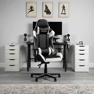 RESPAWN 100 Racing Style Gaming Chair, White/Black, large