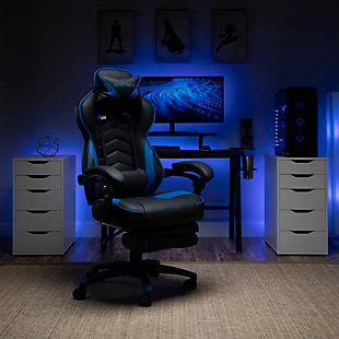 RESPAWN 110 Racing Style Gaming Chair with Footrest, Blue, rollover