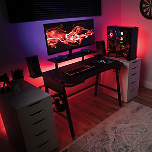 RESPAWN 3010 Adjustable Gaming Computer Desk, Red/Black, rollover