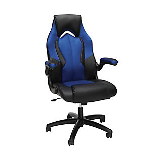 OFM Essentials Collection High-Back Racing Style Bonded Leather Gaming Chair, Blue, large