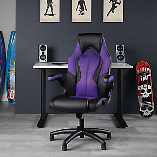 OFM Essentials Collection High-Back Racing Style Bonded Leather Gaming Chair, Purple, rollover