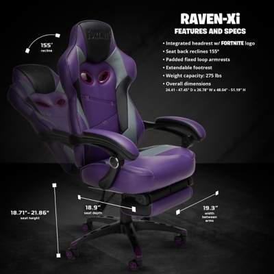 Ofm Fortnite Raven Xi Gaming Chair With Footrest Ashley Furniture Homestore