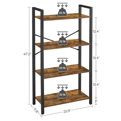 4-tier Small Book Shelf Organizer Floor Standing Bookcase, Wood