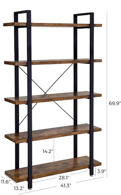 5 Tier Bookshelf, Set of 2 Tall Bookcase Shelf Storage Organizer