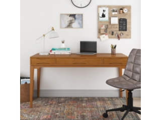 Harper SOLID HARDWOOD Mid Century Modern 60 inch Wide Desk in Light Golden Brown