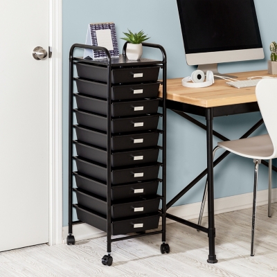 Honey-Can-Do 3-Drawer Woven Home Office Organizer, Black