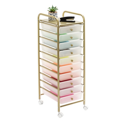 Honey-Can-Do 10-Drawer Rolling Storage Cart With Plastic Drawers, , large