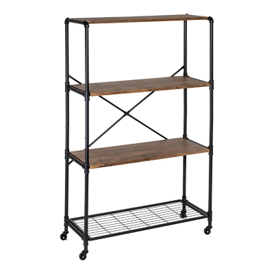Honey-Can-Do 4-Tier Industrial Rolling Bookshelf, , large