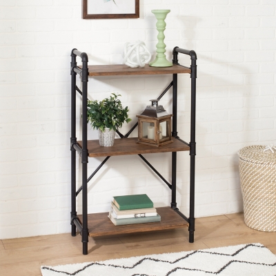 Honey-Can-Do 3-Tier Industrial Black Bookshelf, , rollover