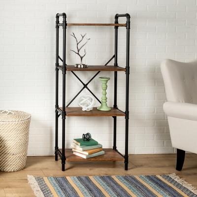 Honey-Can-Do 4-Tier Industrial Black Bookshelf, , rollover