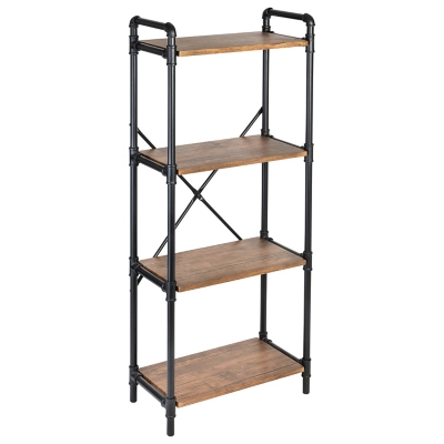 Honey-Can-Do 4-Tier Industrial Black Bookshelf, , large