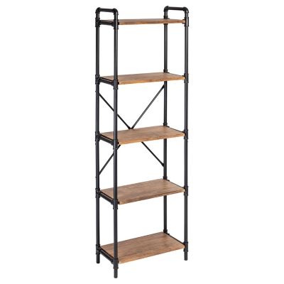 Honey-Can-Do 5-Tier Industrial Black Bookshelf, , large