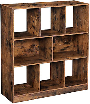 Industrial Wooden Bookcase with Open Shelves, , large