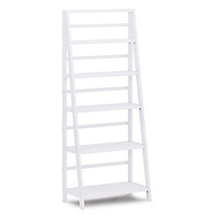 Sometimes a room calls for a light and airy touch. The Acadian bookcase is easy to assemble, easy to install and beautiful to behold. It can be used alone or in multiples to create a complete wall storage system. With its five shelves, this ladder shelf is designed to provide flexible storage for books, curios, accessories, sculptures or decorative accents. Perfect for living rooms, offices, bedrooms, hallways and family rooms.DIMENSIONS: 16"D x 30" W x 72"H | Handcrafted with care using the finest quality solid wood | Hand-finished with a White Finish and a protective NC lacquer | Features five (5) wide shelves to offer ample room for storage | Multipurpose unit offers plenty of functional storage. Looks great in your living room, bedroom, condo or office | Transitional Style, created to be used on its own or in multiples to create full wall shelving systems | Assembly required | We believe in creating excellent, high quality products made from the finest materials at an affordable price. Every one of our products come with a 1-year warranty and easy returns if you are not satisfied.