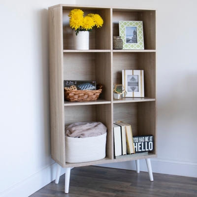 Storage Bookcase with Adjustable Shelving, Beige, rollover
