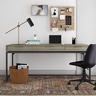 Banting Solid Wood Modern Industrial 72" Desk, Gray, rollover