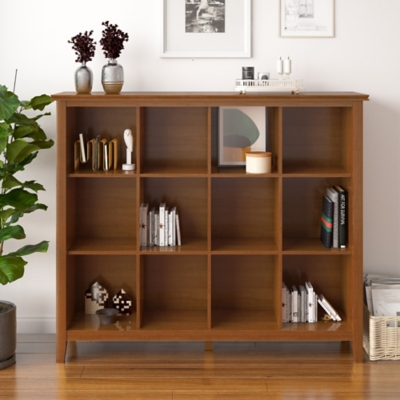 Artisan Solid Wood 48" Contemporary 12 Cube Storage, Brown, rollover