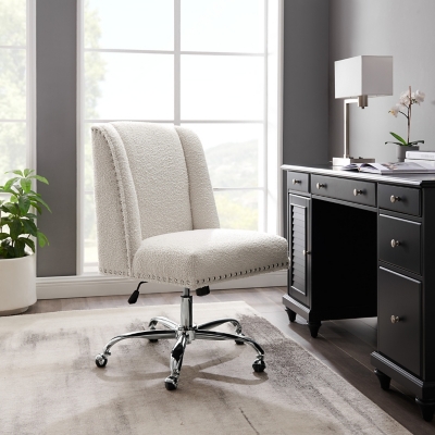Linon Draper Office Chair, Cream, large