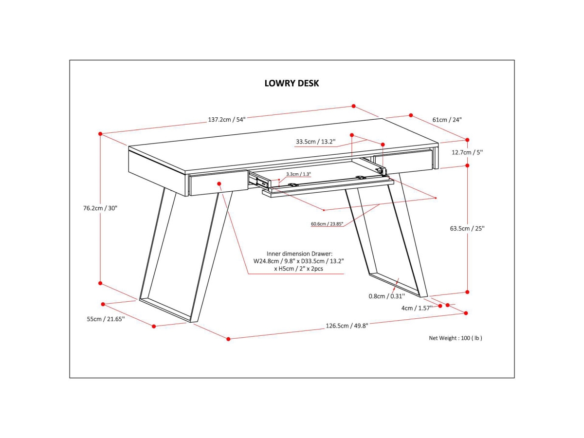 Lowry 54" Wide Desk, , large