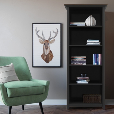 Amherst 70" Transitional 5 Shelf Bookcase, Black, rollover