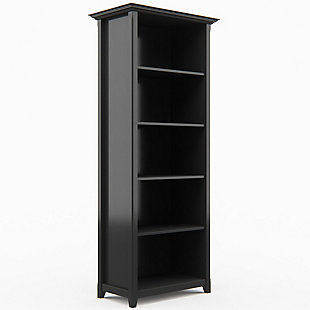 Amherst 70" Transitional 5 Shelf Bookcase, Black, large
