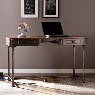 Southern Enterprises Furniture Laney Industrial 2-Drawer Desk, Brown