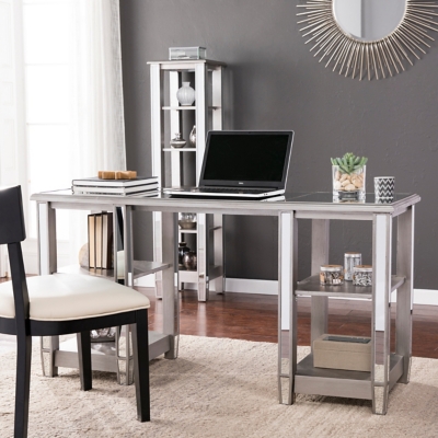 Southern Enterprises Furniture Mysti Mirrored Desk, Matte Silver