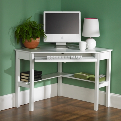 Meg Corner Computer Desk, White, large