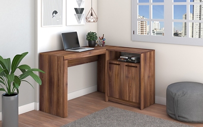 Kalmar L -Shaped Office Desk, Dark Brown