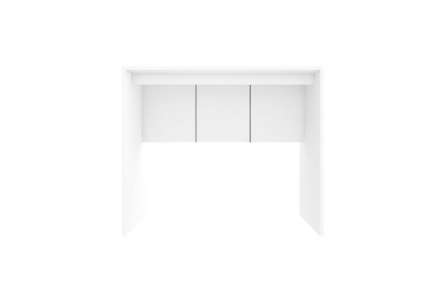 With its clean, minimalist design, the Cornelia desk is suitable for home offices or executive environments with a young and urban atmosphere. Functional in the right measure, this desk is perfect for organizing the office. It's also a perfect design for any room environment, including an office, kids room or studio.Accommodates most flat-panel tvs up to 32" | Details include lower relief design | White finish | Painted back allows you to use this product in the center of a room or for a sectional divider | Includes state-of-the-art uv-painted finish | Made with wood | Assembly required